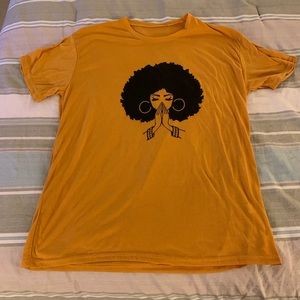 Tangerine colored T-shirt with African American woman praying L